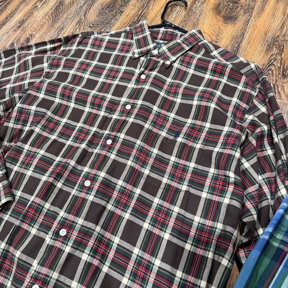 2 Vintage Polo Ralph Lauren Shirt McMeel Men's Size L Brown - Green Custom Plaid - Picture 10 of 10